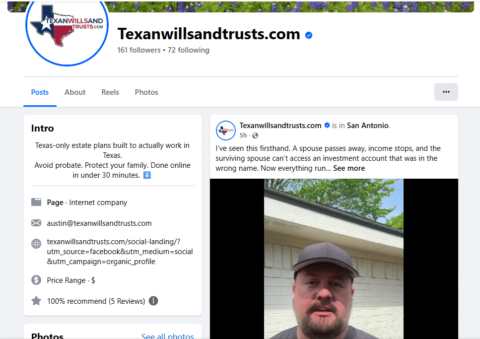 Facebook page preview